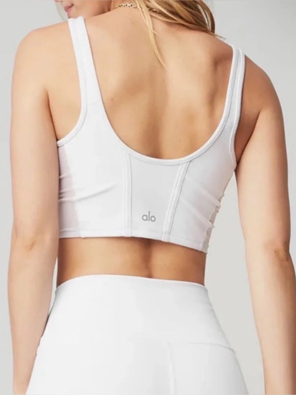 Alo Yoga Airbrush Mesh White Corset Tank